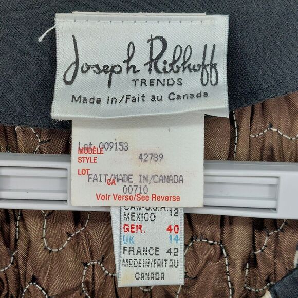 Vintage Joseph Ribkoff Jacket Womens Sz 12 Black Scrunch Textured Designer Chic - Picture 8 of 11
